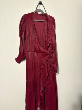 LC Lauren Conrad Wine-Red Wrap Maxi Dress